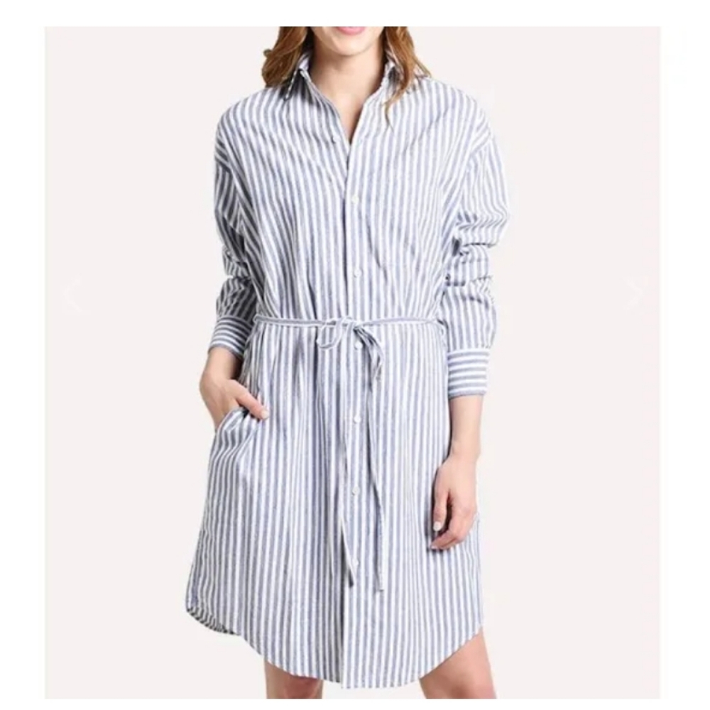 Vince space dye oversized striped shirt dress women's size large
